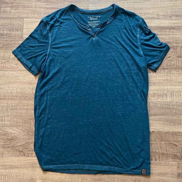 BUNDLE & SAVE! Men's LUCKY BRAND teal Venice Burnout tee, size M. - Picture 1 of 2